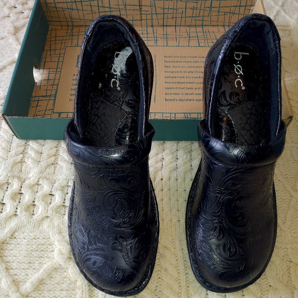 B.O.C. Peggy Black Tooled Clog NWT